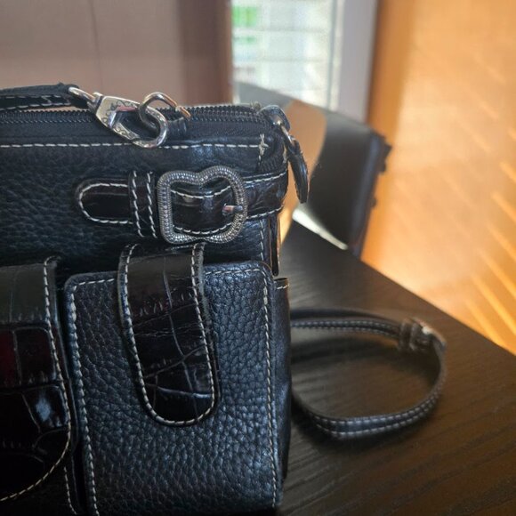 Brighton Black Leather Liza French Kiss Crossbody Organizer / Shoulder Bag w/box - Picture 7 of 16